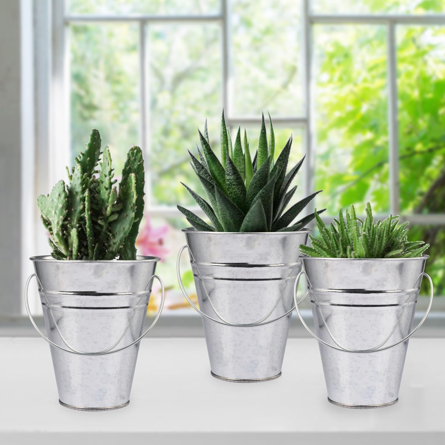 Paquete de 25 mini cubos de metal de 4.5 pulgadas, cubos de metal con asa, cubo de Pascua, soporte para lápices y macetas, utilizados para