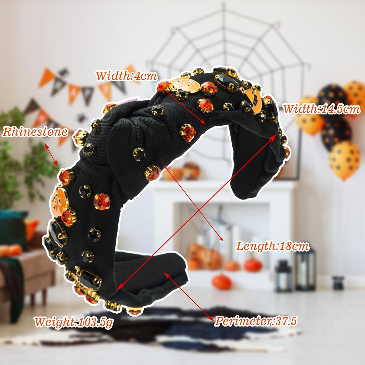 Diadema de diamantes de imitación de Navidad con cuentas anudadas de cristal, diademas con joyas de fantasmas y calabaza, accesorios para el cabello
