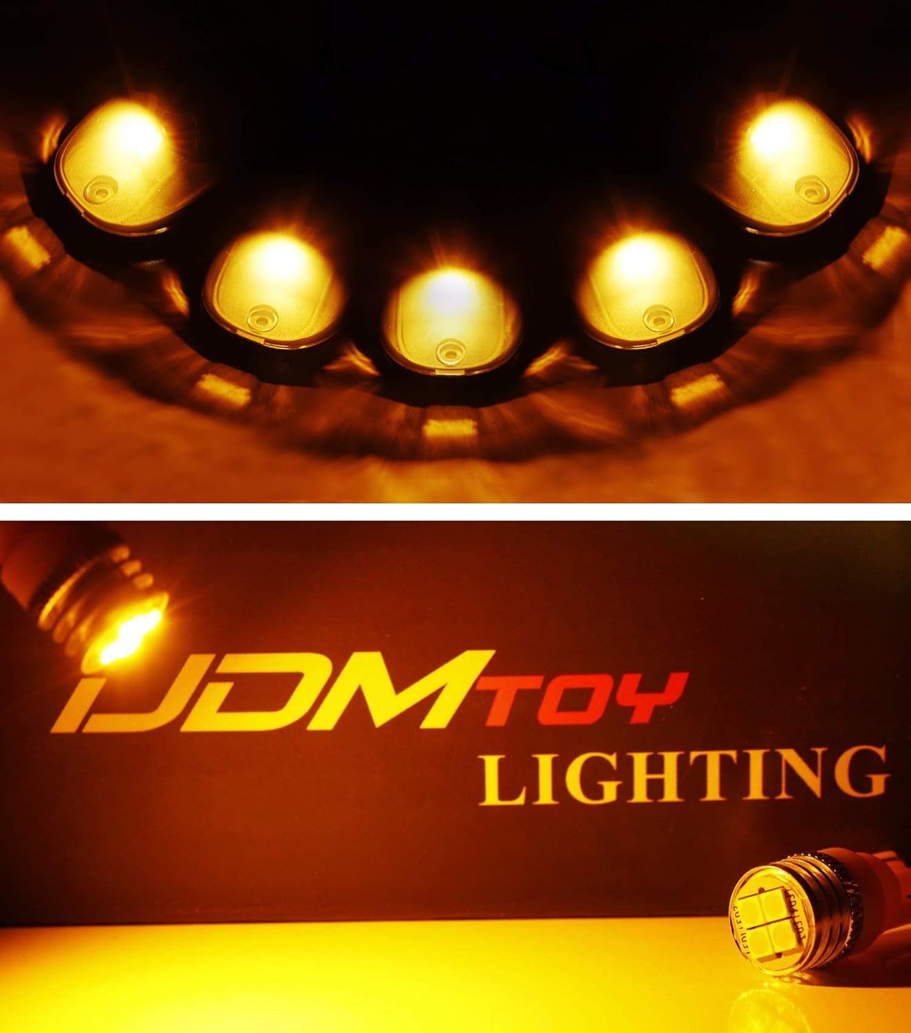 iJDMTOY Kit de montaje de luces LED ámbar de lente transparente para techo de cabina compatible con DodgeRAM ChevroletGMC Ford Toyota Trucks, juego