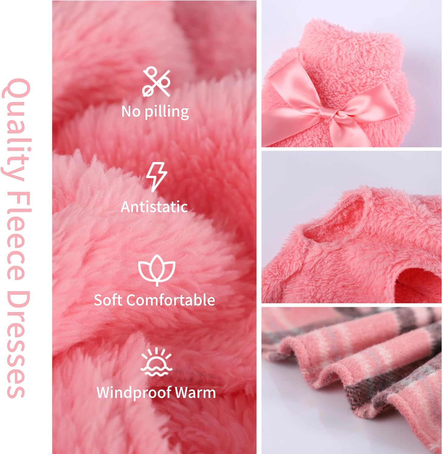 Ropa de invierno para perro, vestidos para cachorros para perros pequeños, vestido de vellón cálido para mascotas, abrigo para perro, abrigo para