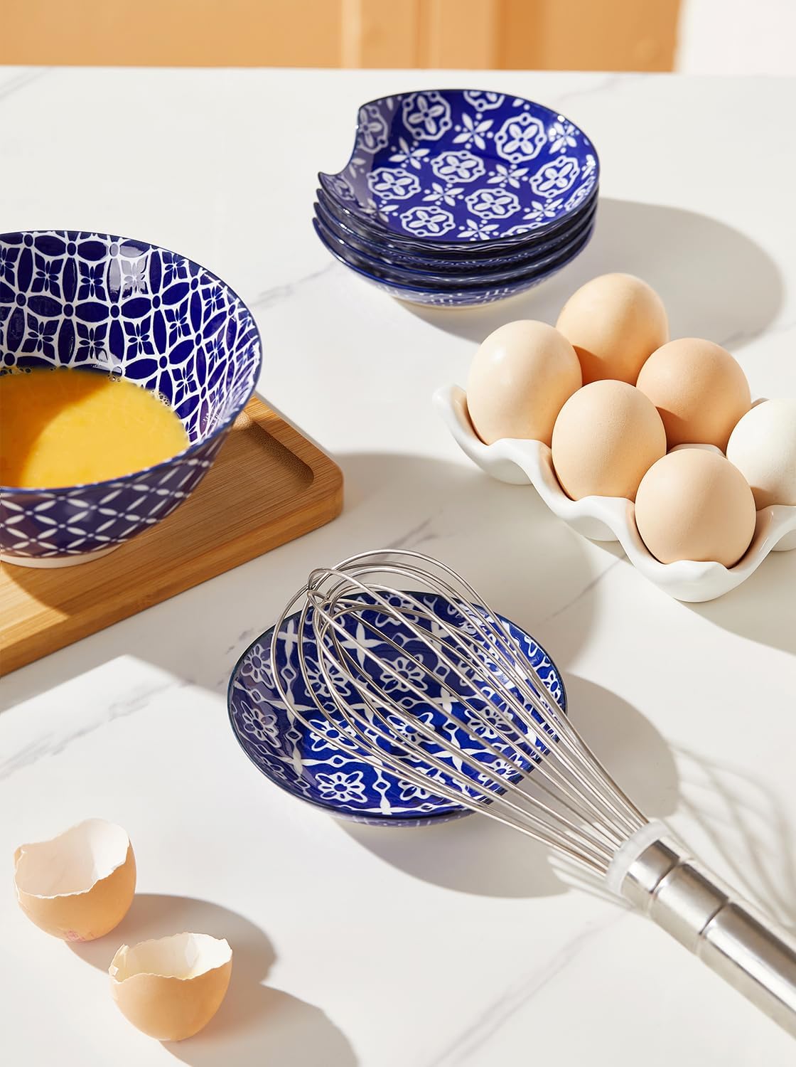 Soporte de cuchara de cerámica, soporte para encimera de cocina, soporte para utensilios para estufa, cucharón, espátula, juego de 6, apto para