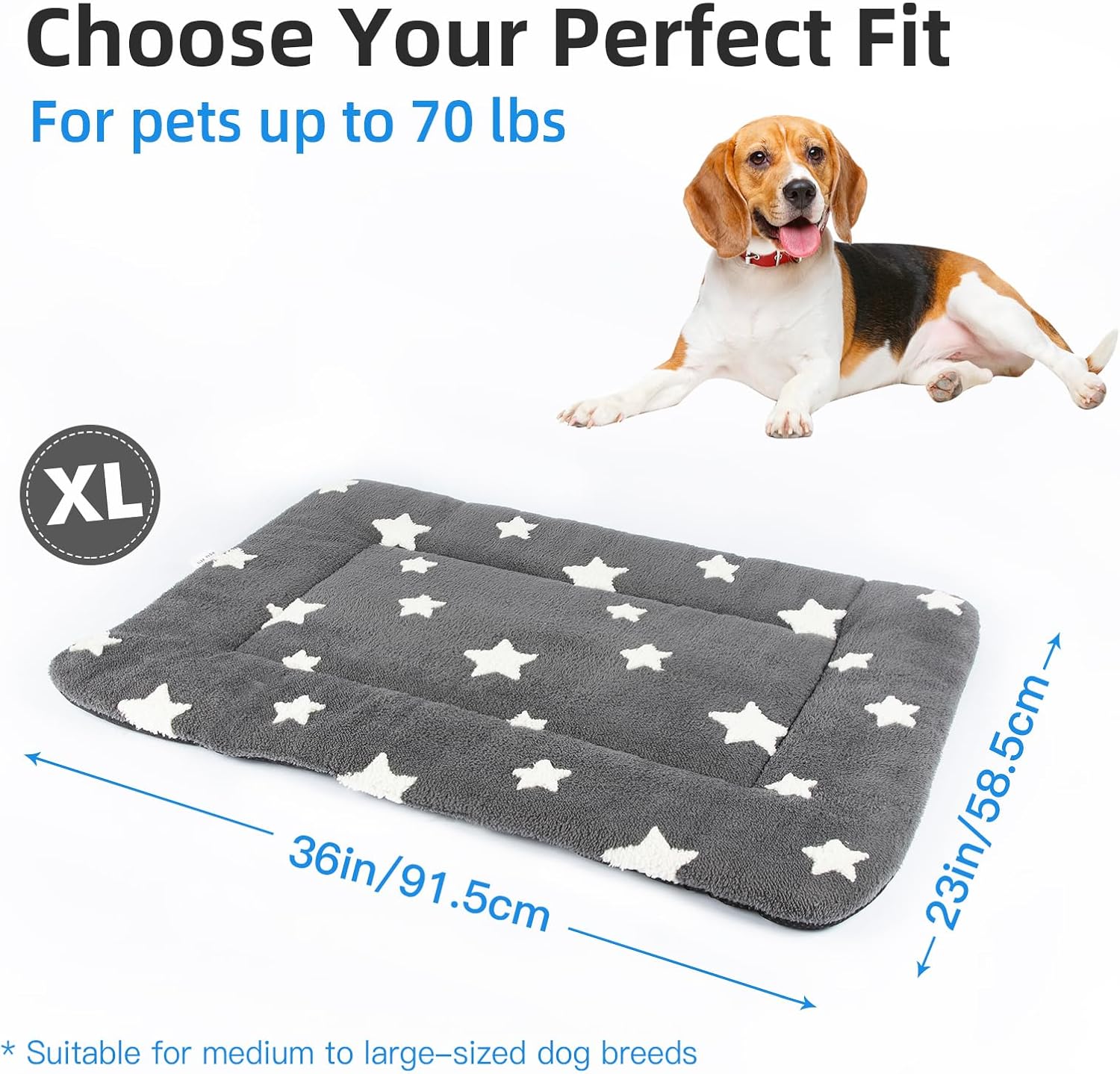 Mora Pets Tapete para jaula de perro para perros medianos y grandes, lavable, para jaula de 36 pulgadas, ultra suave, colchón plano para cachorros,