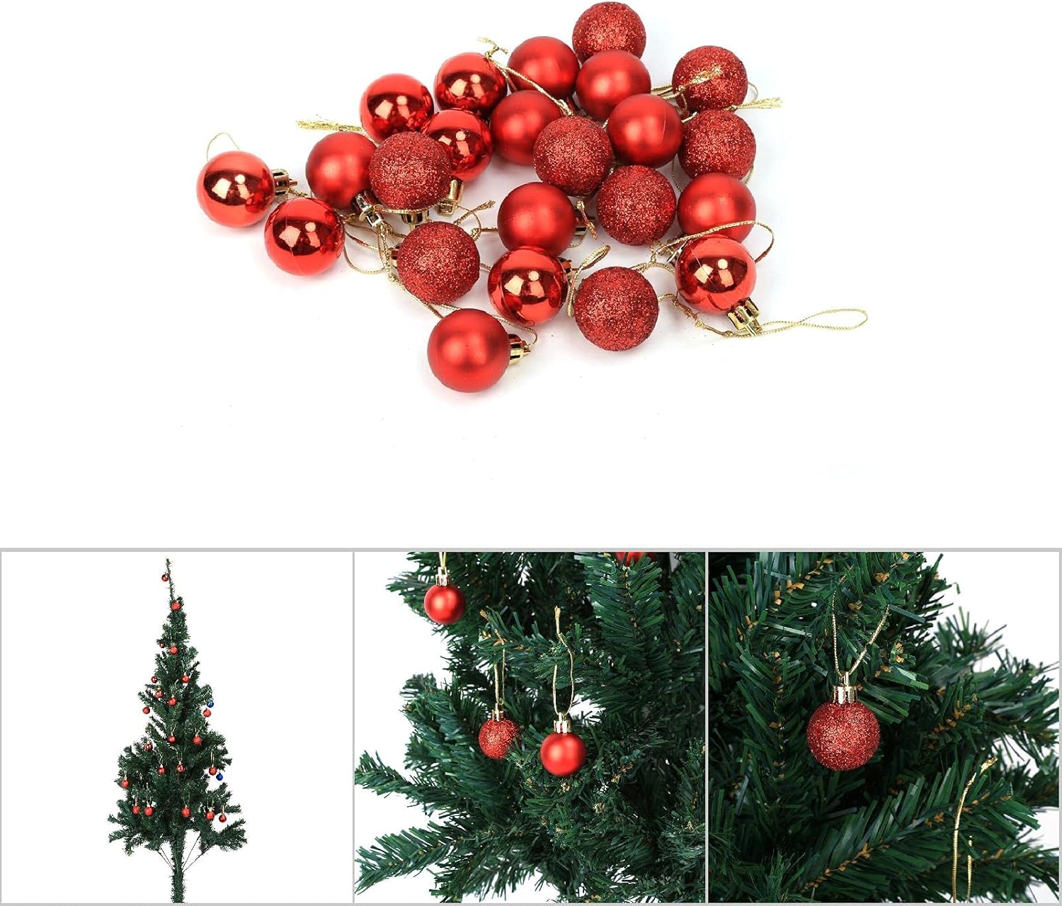 24 bolas de Navidad de 6 colores, bola de adorno de bola de Navidad, bolas de Navidad, adornos de bolas de Navidad inastillables, bolas de árbol de