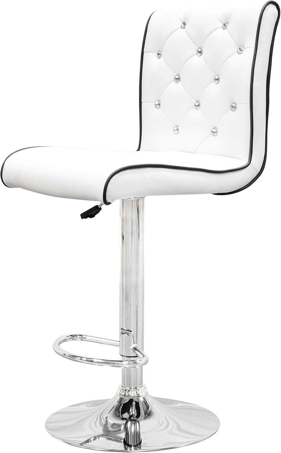 Best Master Furniture Taburete giratorio ajustable de vinilo con cristales sintéticos, juego de 2, color blanco