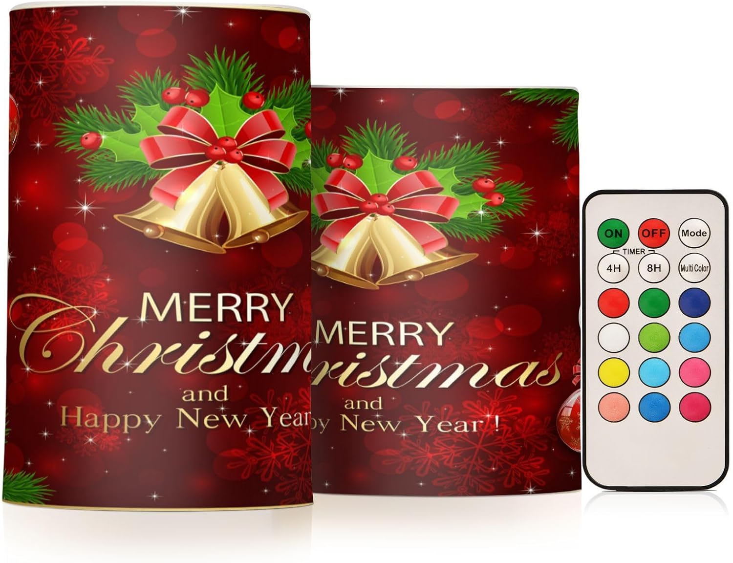 Kcldeci Velas sin llama, copos de nieve de Navidad, bolas de Navidad, velas LED sin llama, velas LED sin llama, velas de pilar sin llama para