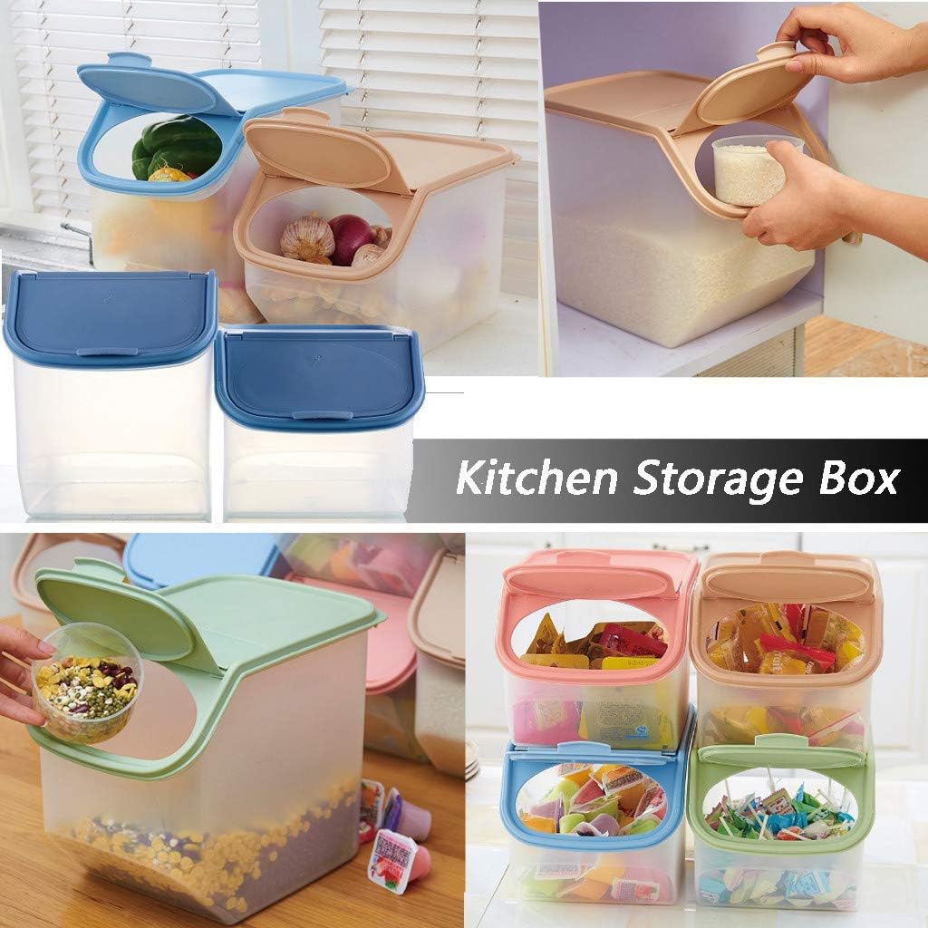 E – Juego de recipientes grandes de almacenamiento de alimentos con tapas, plástico sin BPA para cocina y despensa, organizador de plástico para