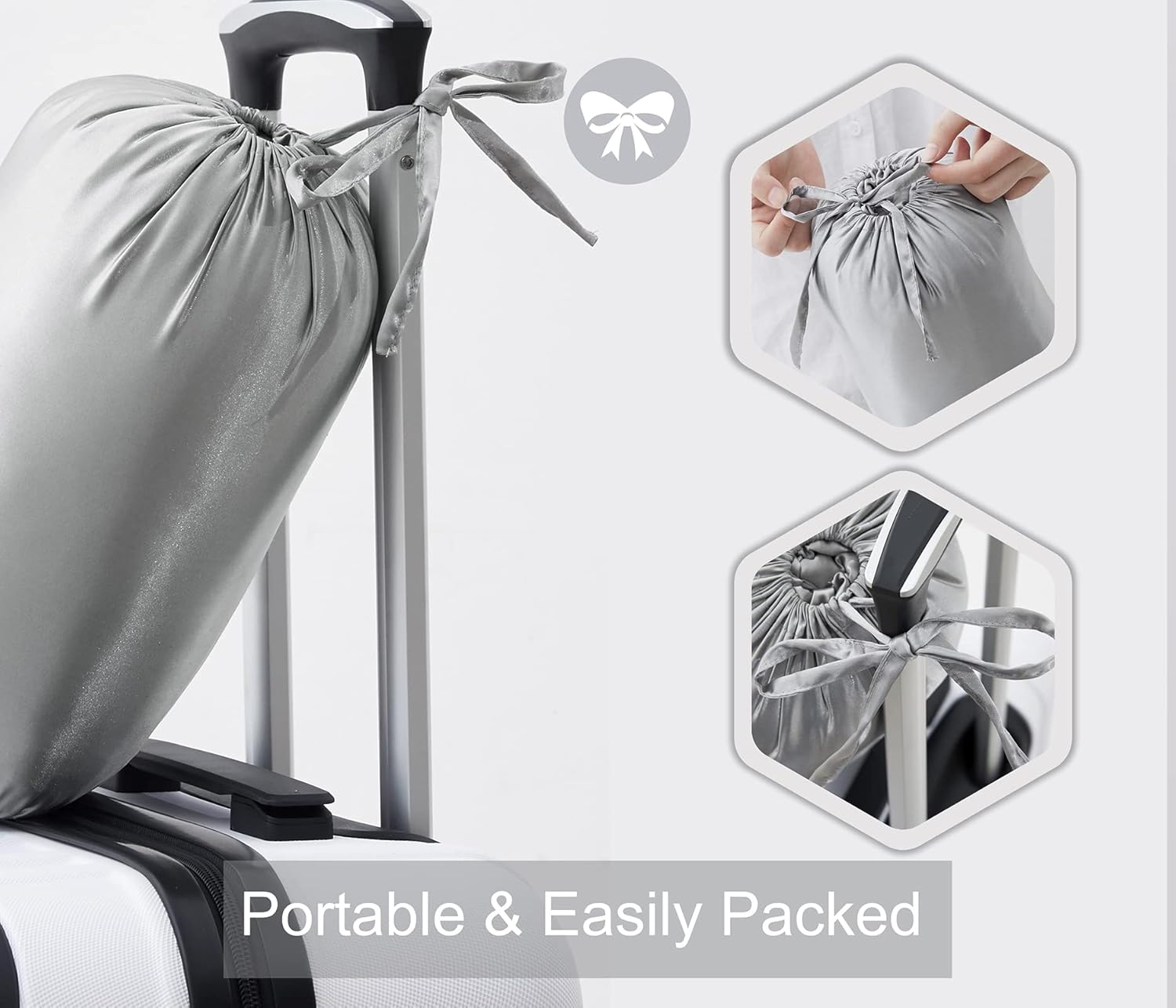 Manta de seda  Manta de satén plegable de enfriamiento gris claro para sofá, cama, campamento, al aire libre, viajes, coche  Manta súper suave y
