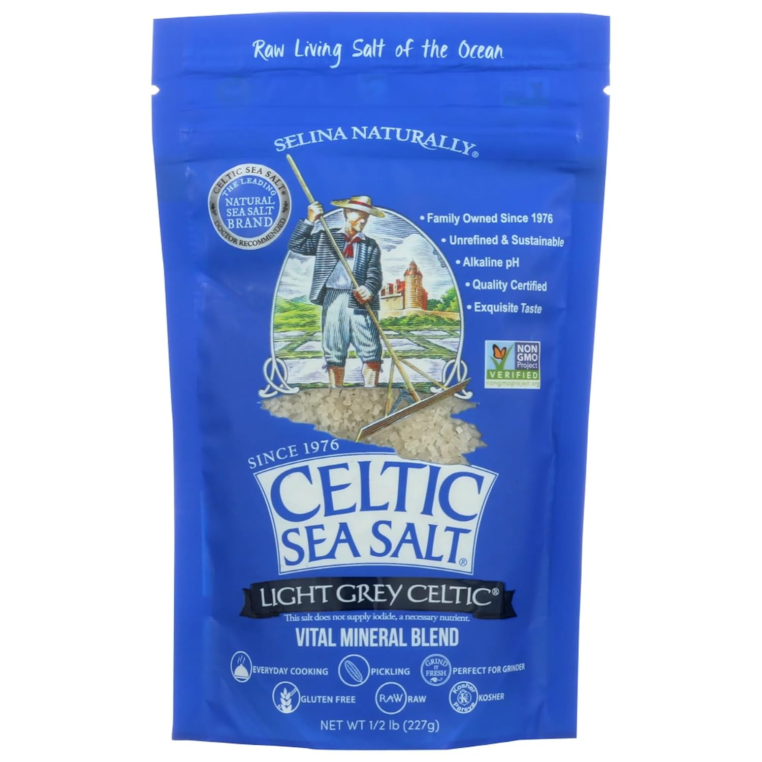 Celtic Bolsa de sal marina gris claro 8.0 oz (paquete de 1)
