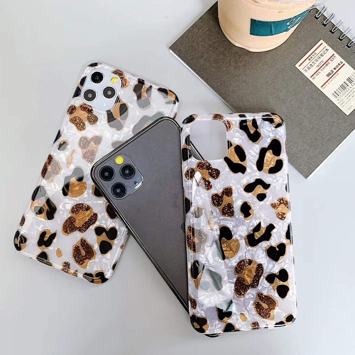 J.west Funda compatible con iPhone 13 Pro Max de 6.7 pulgadas, con purpurina dorada y estampado de leopardo, diseño de guepardo, translúcido,