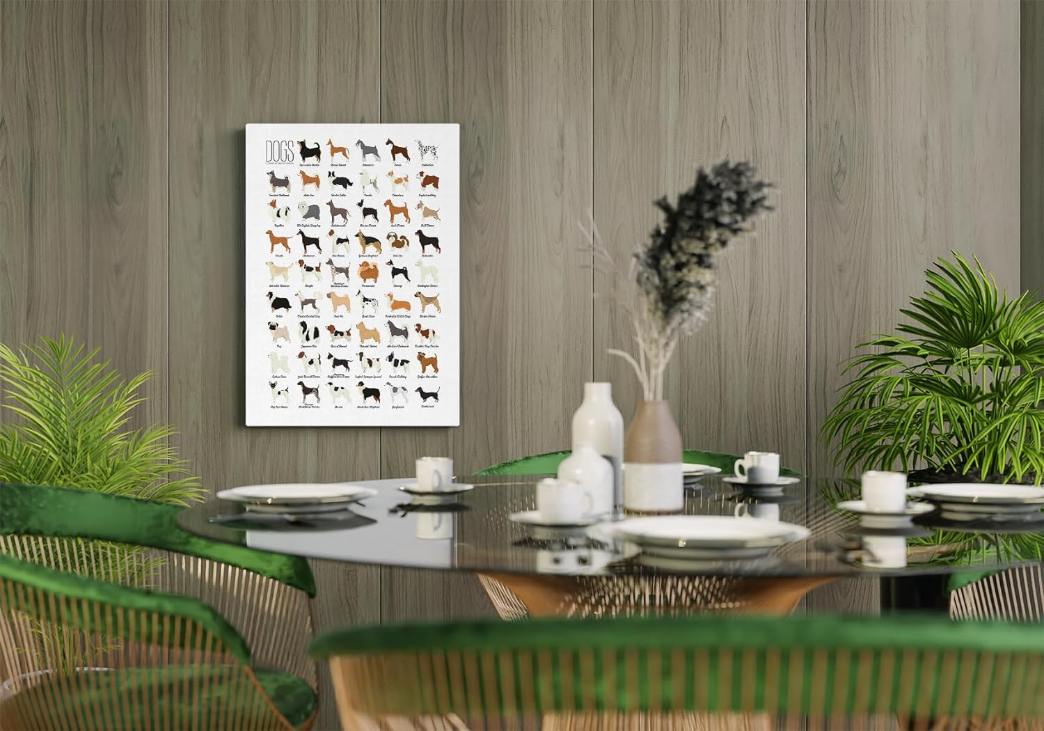Póster de acuarelas de razas de perros Tipos de perros, arte de pared con temática de perros de 11 x 14 pulgadas, decoración para el hogar,