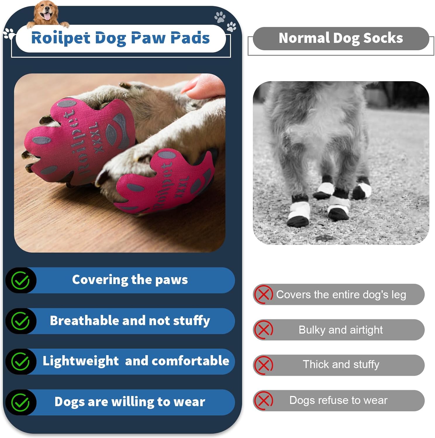 Almohadillas para patas de perro para tracción, agarres antideslizantes para los dedos de los pies para perros que no se resbalen en suelos de