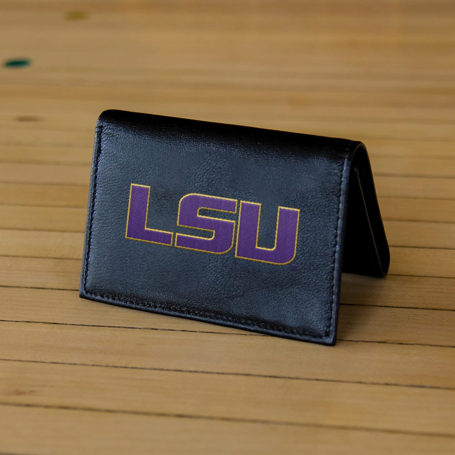 Rico Industries NFL – Cartera de piel auténtica bordada de tres pliegues de 3.25 x 4.25 pulgadas, delgada