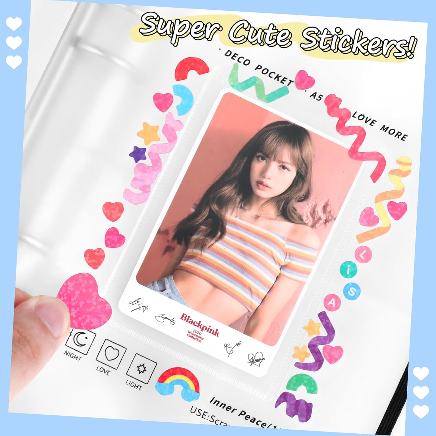 RIO Direct Carpeta para tarjetas fotográficas A5 KPOP con 200 bolsillos, soporte para tarjetas fotográficas KPOP con 25 mangas, carpeta transparente