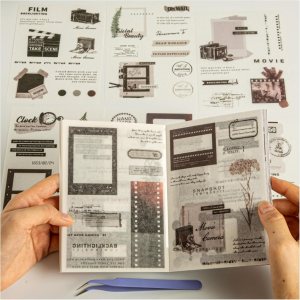 40 hojas de calcomanías Washi vintage para adultos, libro de diario basura efímera con 180 calcomanías de película y 20 papeles adhesivos para 40 hojas de calcomanías Washi vintage para adultos, libro de diario basura efímera con 180 calcomanías de película y 20 papeles adhesivos para