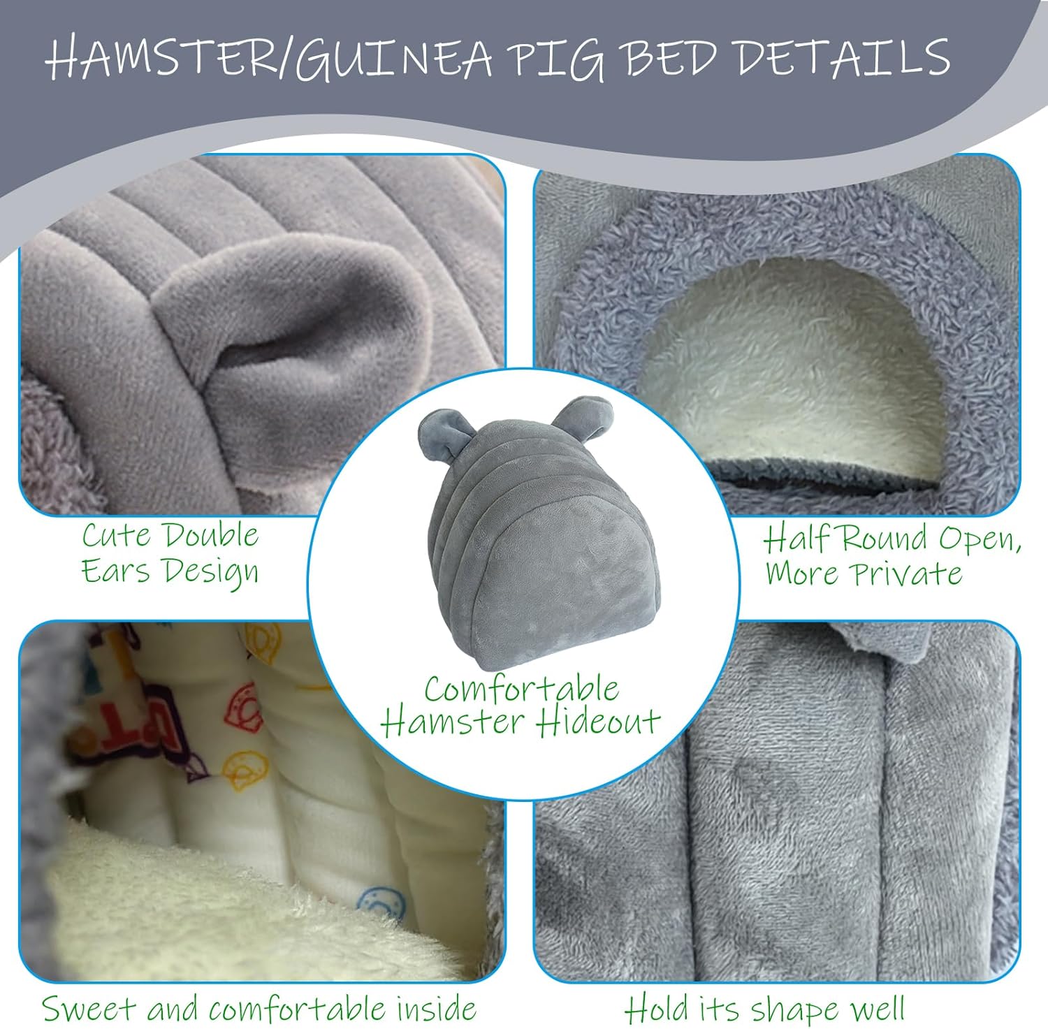 Cálida cama de conejillo de indias, escondite de conejillo de indias, cama para erizos, cama cueva para animales pequeños como conejillos de indias,