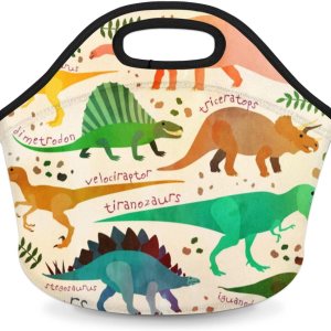 Bolsas de almuerzo de neopreno con diseño de dinosaurio de animales, pequeña, aislada, para niños y niñas, suave, ligera, de caricaturas, de Bolsas de almuerzo de neopreno con diseño de dinosaurio de animales, pequeña, aislada, para niños y niñas, suave, ligera, de caricaturas, de