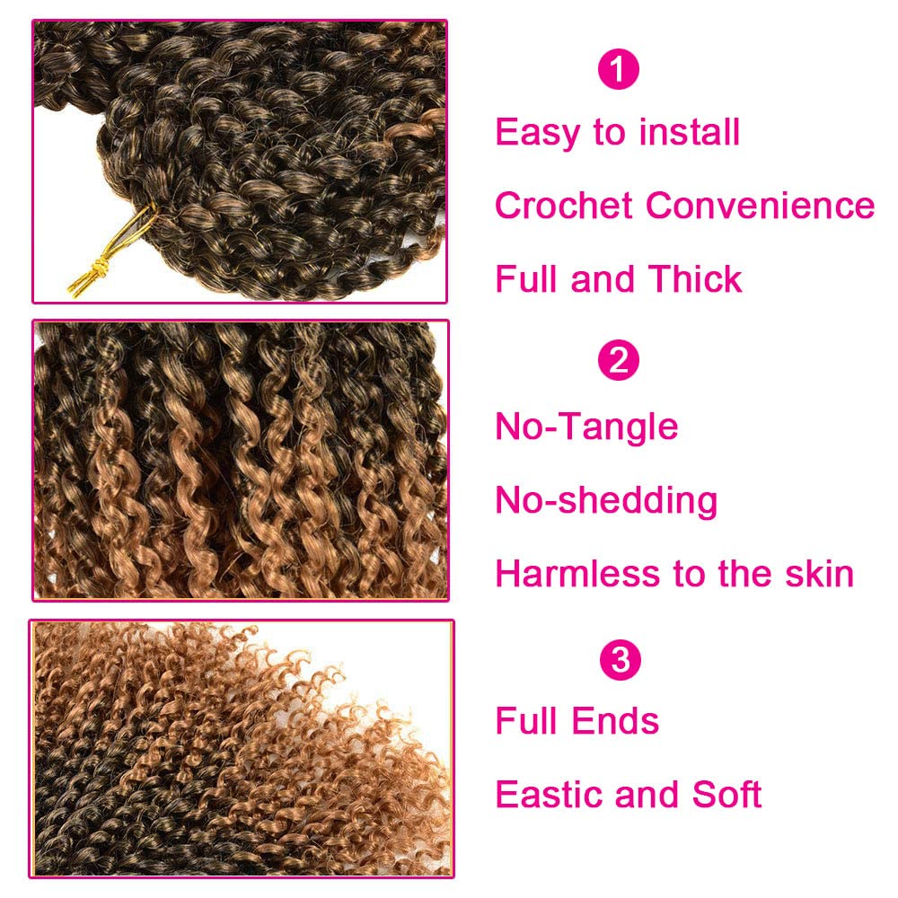 HVN-KVVM Cabello rizado corto de ganchillo de 8 pulgadas, color marrón y rubio, para mujeres negras (9 paquetes, 1B27)