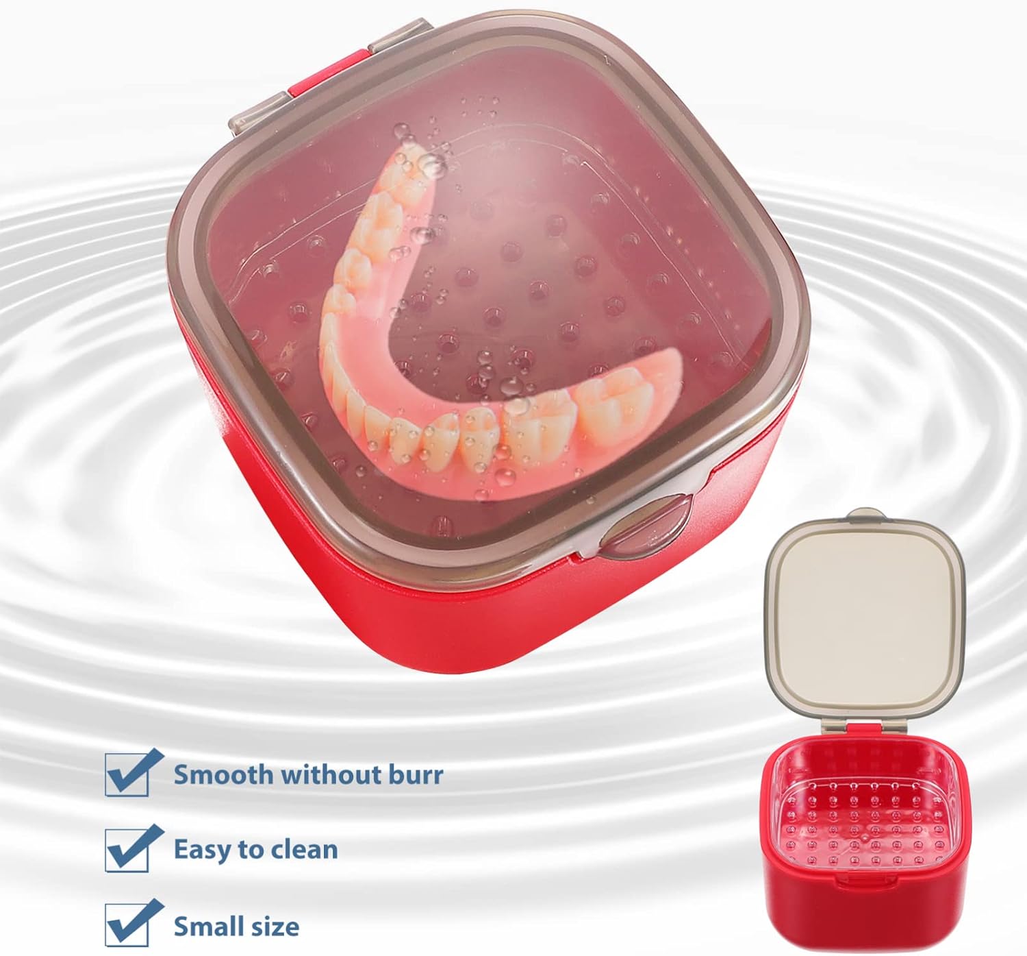 EXCEART Caja de baño de dentadura postiza con colador, caja de almacenamiento de dentadura dental, caja de retención de dientes, protector bucal,