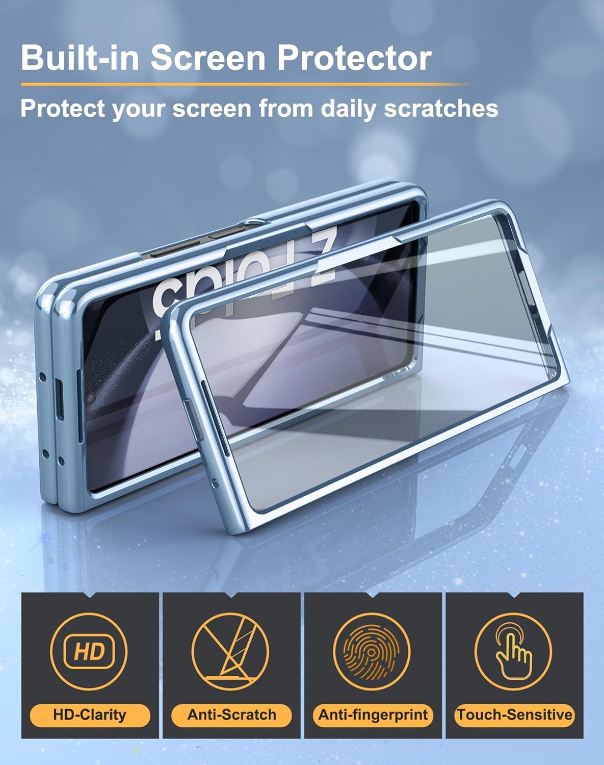 DDJ Funda para Samsung Galaxy Z Fold 5, funda rígida de policarbonato brillante con diamantes de imitación para mujeres y niñas, funda brillante