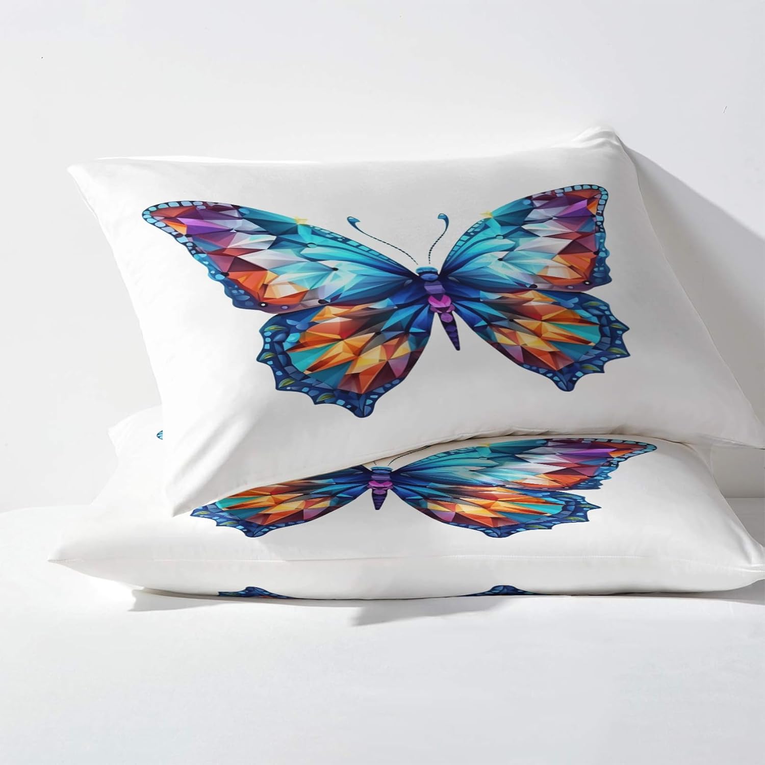 Juego de sábanas de mariposa tamaño King, sábanas coloridas, sábanas y fundas de almohada estampadas de 4 piezas, sábana bajera ajustable de