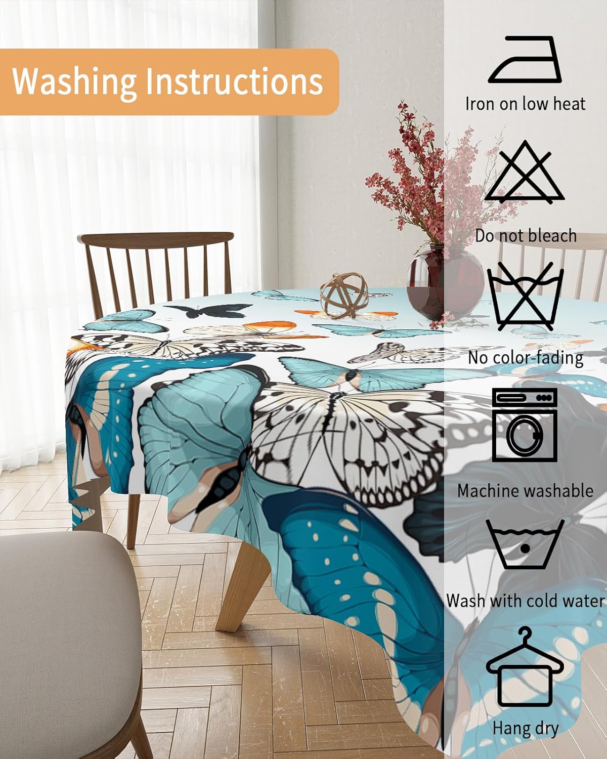 Mantel impermeable de mariposa de ensueño, mantel decorativo lavable para cocina, comedor, vacaciones, picnic al aire libre, mantel cuadrado de 60 x