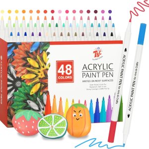 TBC The Best Crafts Bolígrafo de pintura acrílica, 48 colores, impermeable, no tóxico, inodoro, adecuado para papel, cerámica, piedras, mochilas, TBC The Best Crafts Bolígrafo de pintura acrílica, 48 colores, impermeable, no tóxico, inodoro, adecuado para papel, cerámica, piedras, mochilas,