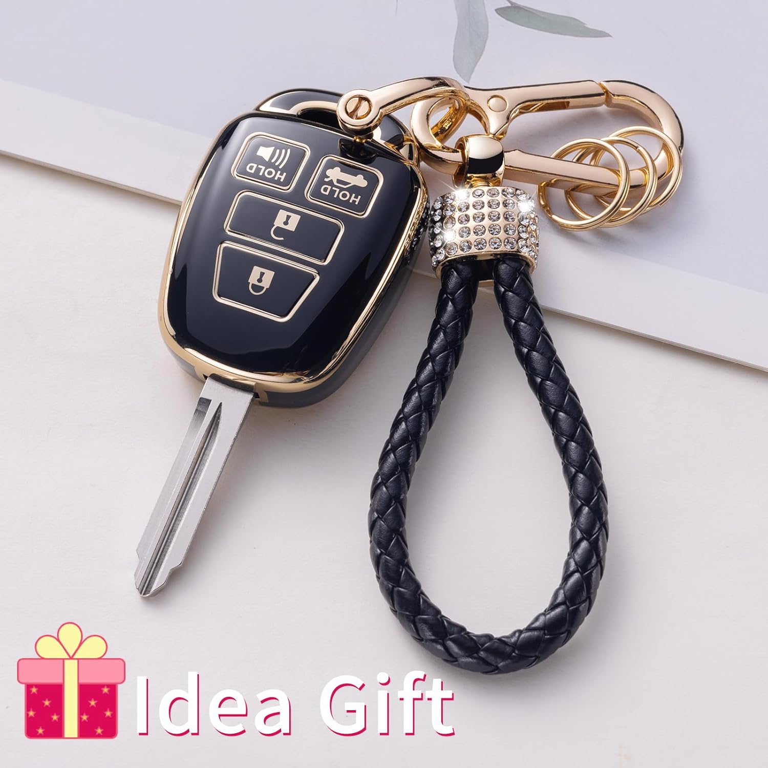 Gematay Funda para llavero Toyota con cordón, funda protectora para llave de automóvil Corolla 2014 2015 2016 2017 2018 2019 Camry 2014-2017 Tacoma