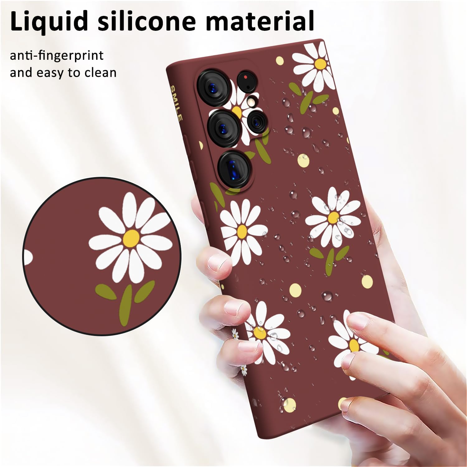 MINSCOSE Funda compatible con Samsung Galaxy S22 Ultra, bonito diseño de flor de crisantemo, silicona suave, delgada, femenina, a prueba de golpes,