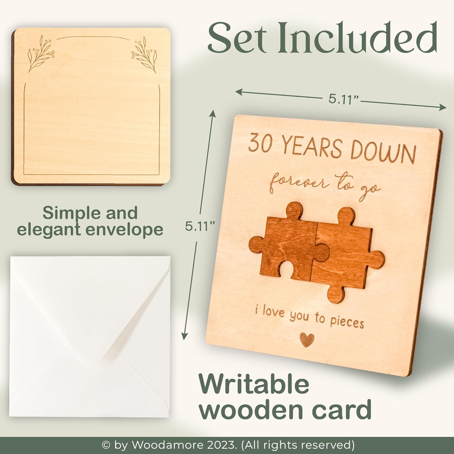 Tarjeta de regalo de 30 aniversario para parejas, tarjeta de madera para 30 aniversario de boda, regalo para marido y esposa, tarjeta de