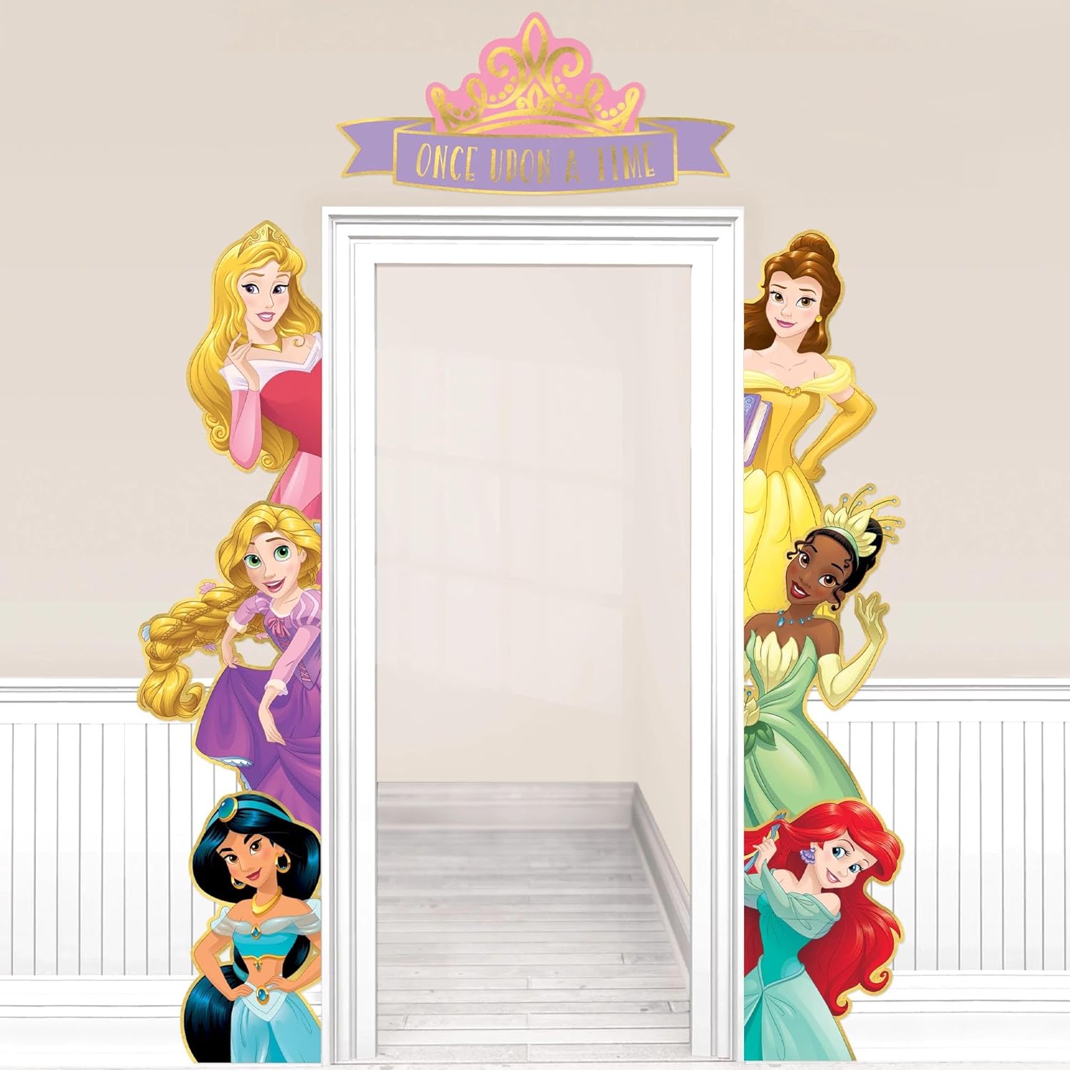 amscan  Kit de decoración de puerta de princesa de Disney, 10.6 x 21.8 pulgadas, diseño surtido, paquete de 7