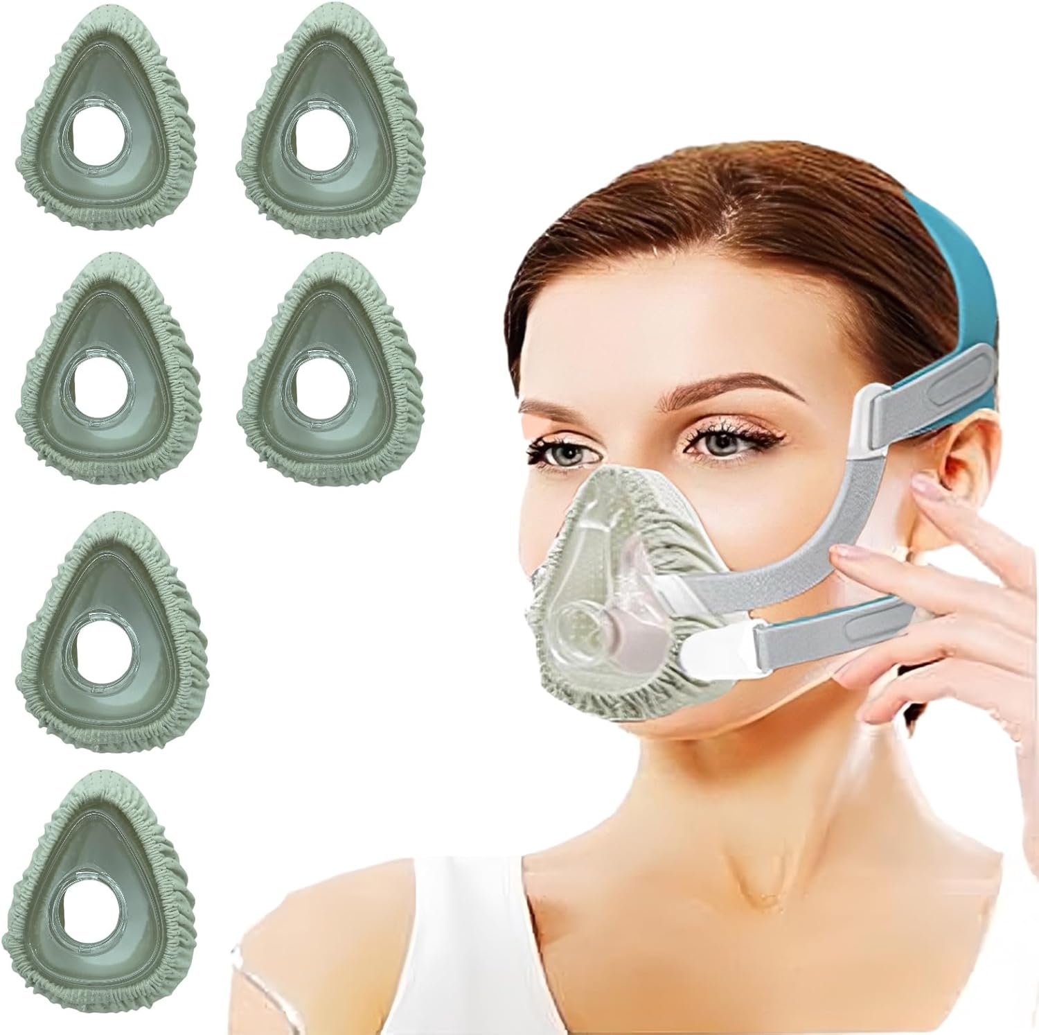 Paquete de 6 revestimientos de máscara CPAP, fundas para sellar máscara CPAP, almohadillas cómodas y sedosas, tamaño único compatible con la mayoría
