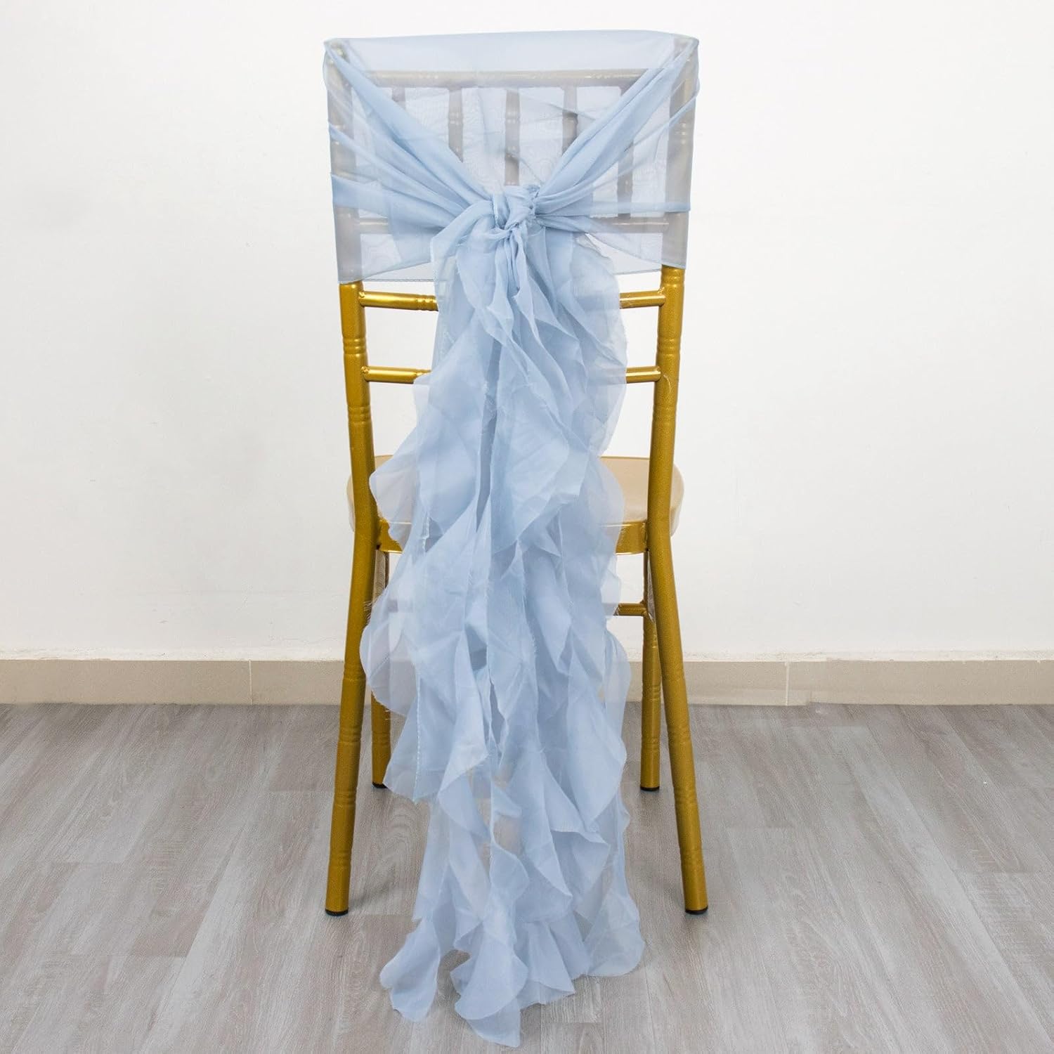 Efavormart – Faja de silla rizada de gasa azul polvoriento