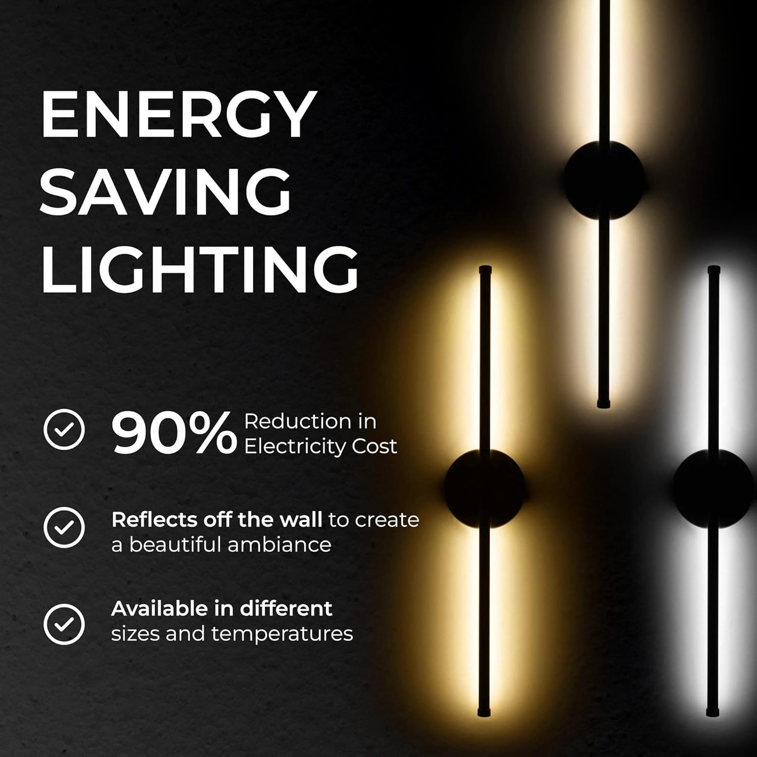 Moderno aplique de pared, elegante lámpara LED de montaje en pared para baño, dormitorio, sala de estar y oficina en casa, cableado duro con