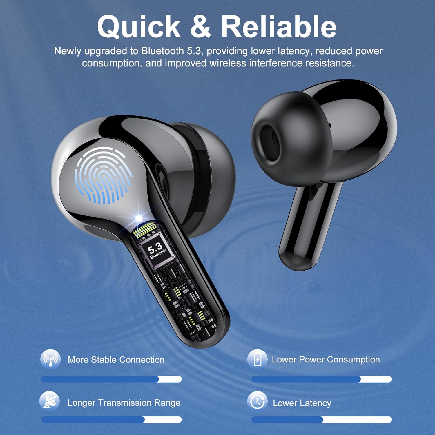 Auriculares inalámbricos 2024 Bluetooth 5.3, reproducción de 40 horas, auriculares estéreo de alta fidelidad con pantalla LED, auriculares con