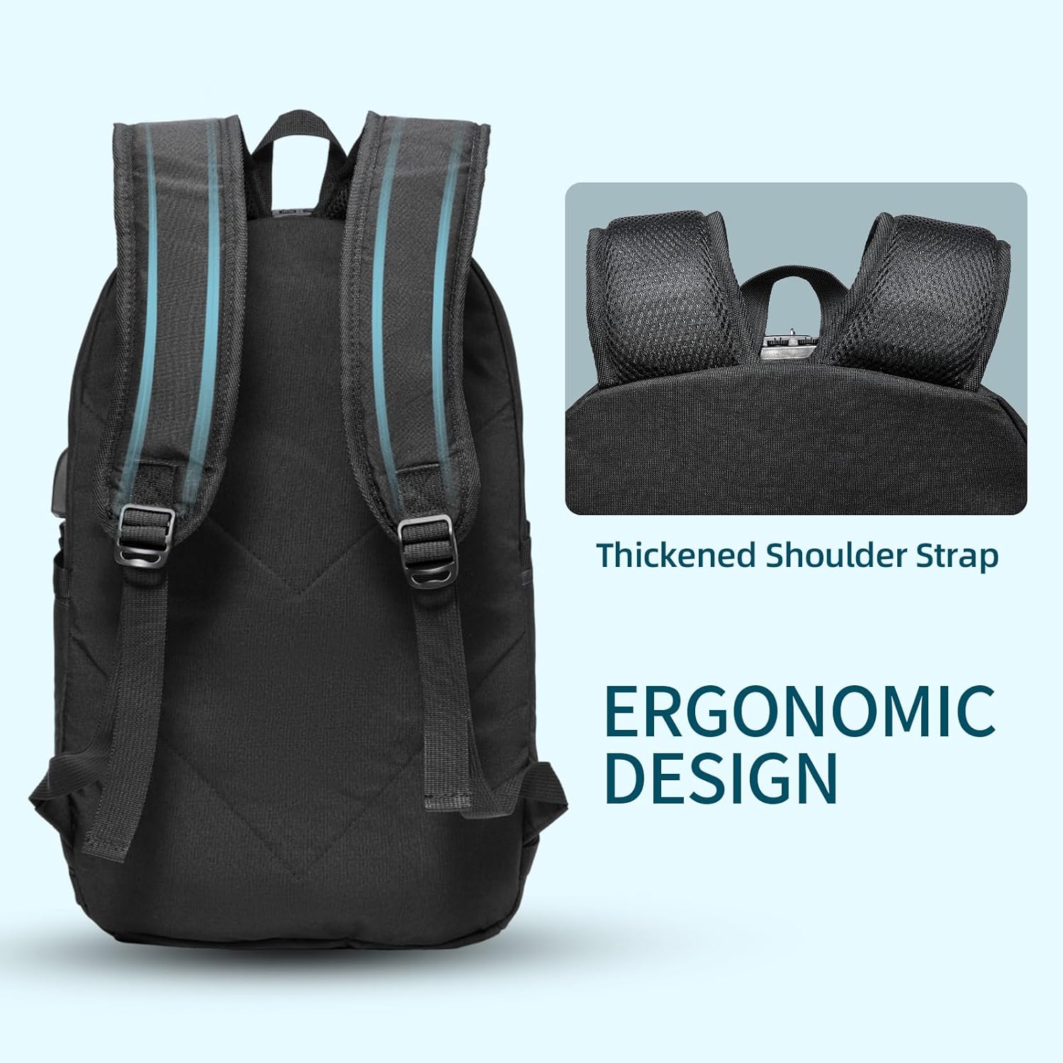 OMOUBOI Mochila para laptop, mochila de viaje de negocios, B+negro
