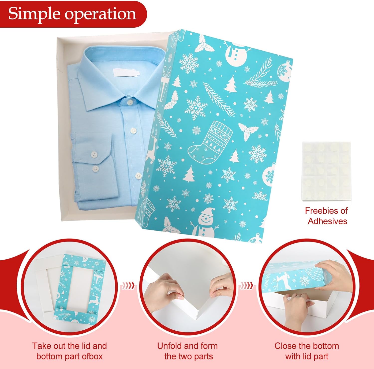 joyhalo Paquete de 24 cajas de regalo de Navidad a granel con tapas para envolver ropa extragrande, tamaños surtidos para camisas, batas, abrigos,