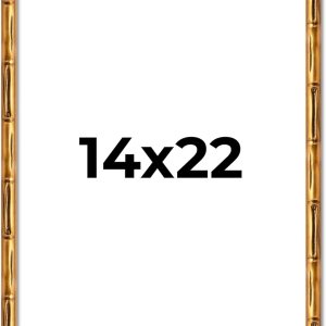 Poster Palooza Marco de madera maciza de bambú dorado de 14 x 22 pulgadas con acrílico UV, respaldo de tablero de espuma y accesorios para colgar Poster Palooza Marco de madera maciza de bambú dorado de 14 x 22 pulgadas con acrílico UV, respaldo de tablero de espuma y accesorios para colgar