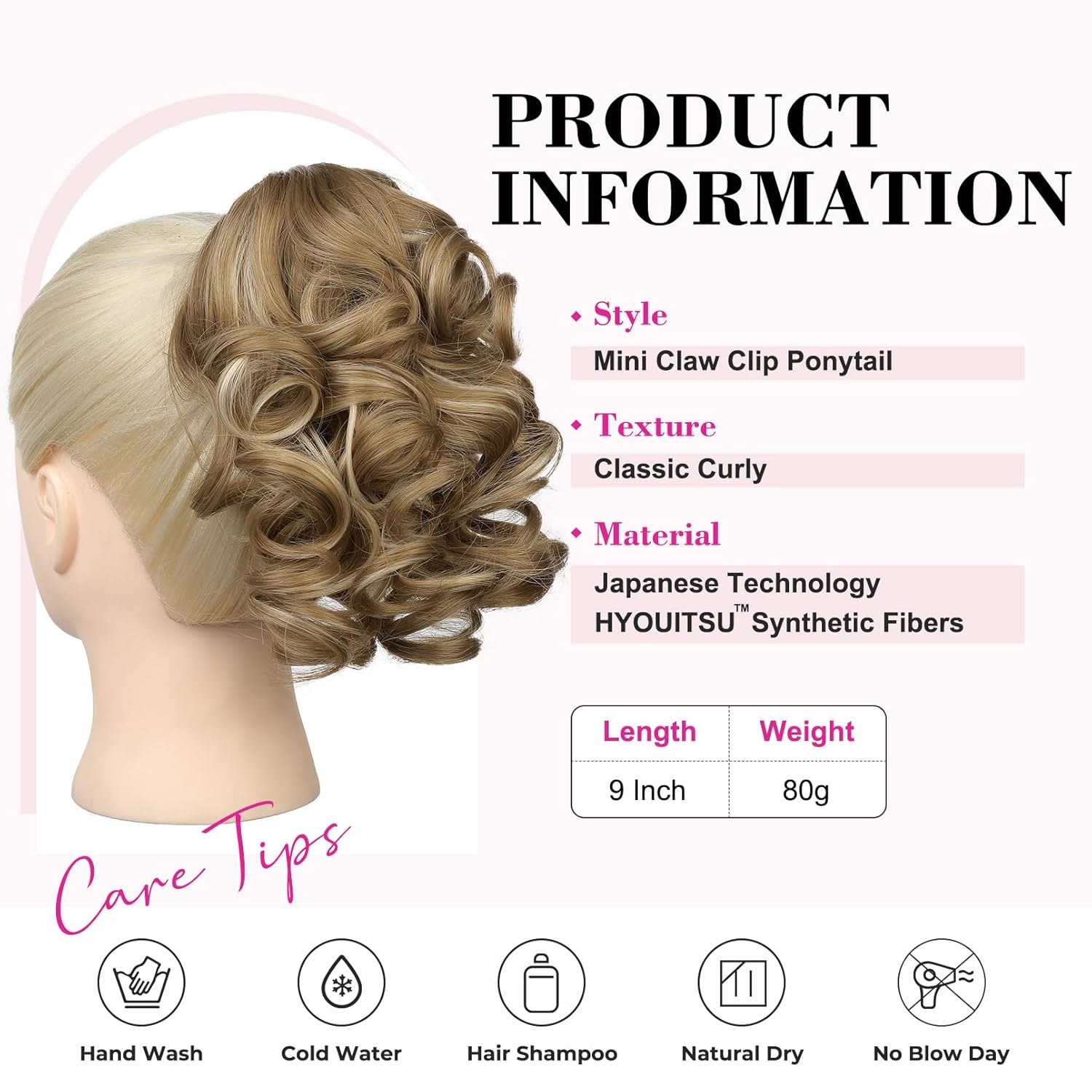 REECHO Extensión de cola de caballo corta de 9 pulgadas, clásica, suelta, rizada, ondulada, con clip, extensiones de cabello con cola de caballo