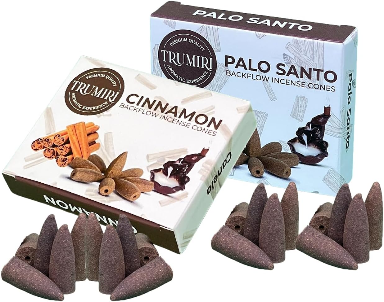 Conos de incienso de reflujo  Paquete combinado de 20 conos de incienso en cascada  10 Palo Santo + 10 canelas  Conos de incienso  Conos de incienso