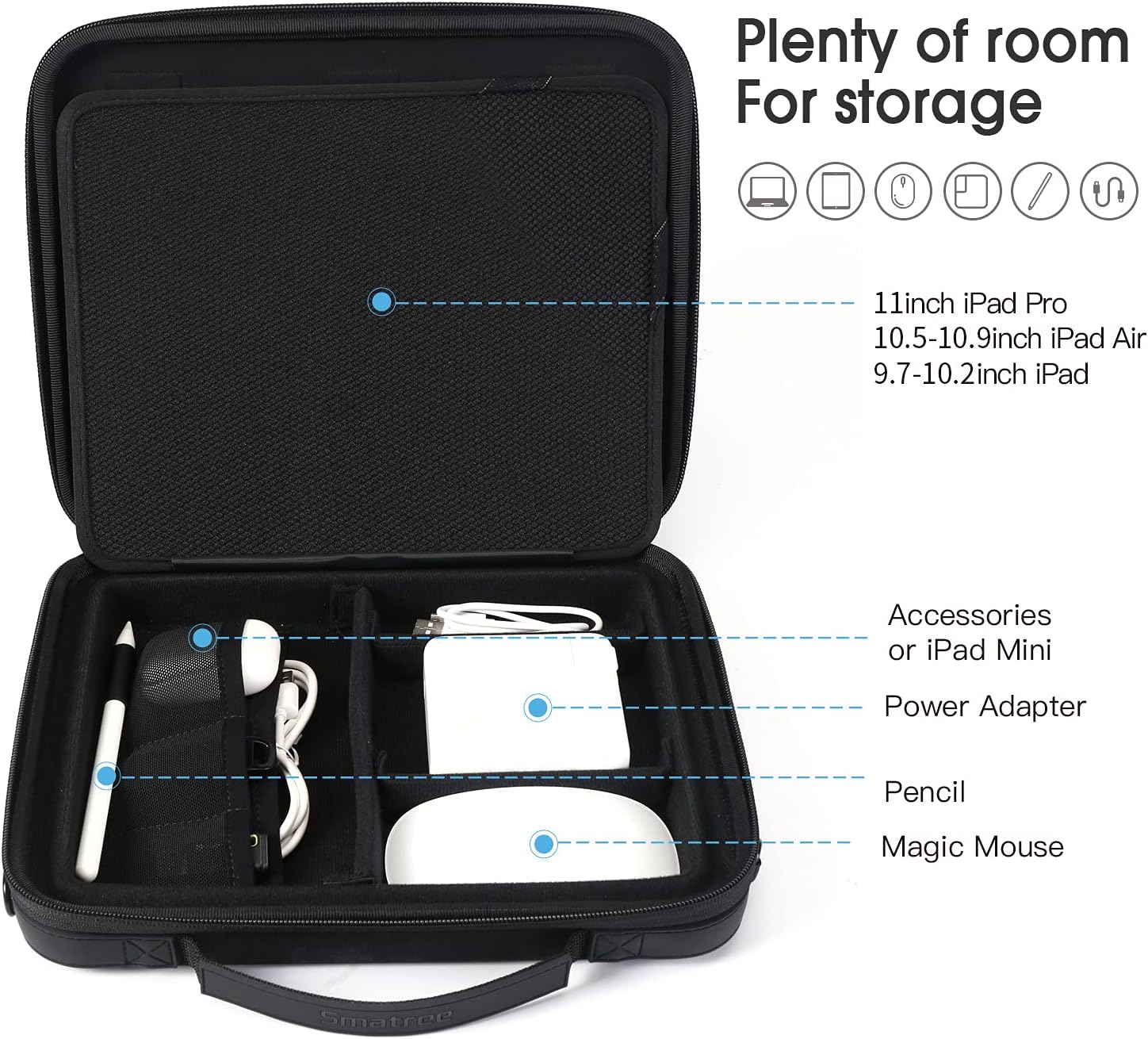 Smatree Funda rígida para iPad de 10 a 11 pulgadas para iPad Pro 2022 de 11 pulgadas, iPad Air 2022 de 10.9 pulgadas, bolsa de hombro para tableta y