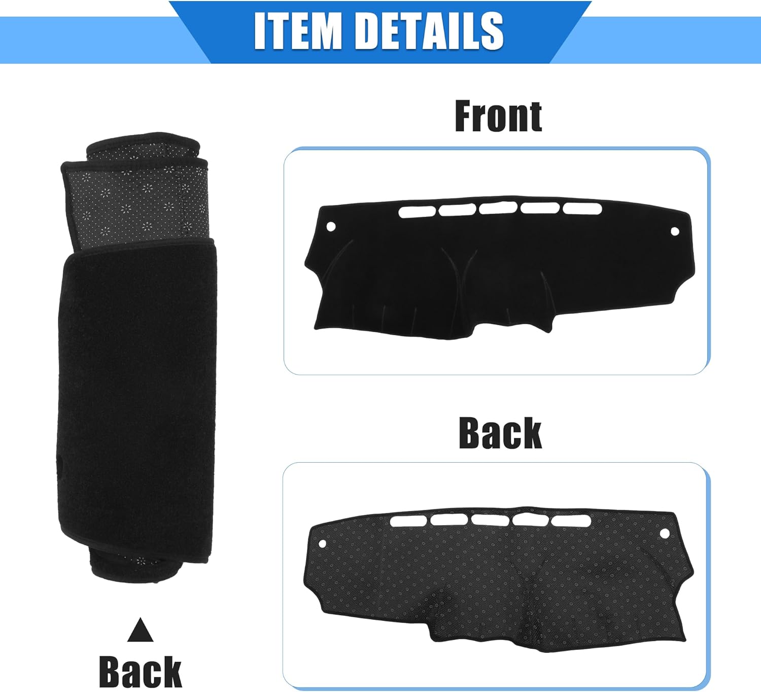 VekAuto Funda protectora de poliéster para salpicadero de automóvil, compatible con Nissan March 2010-2015, protector de poliéster negro para