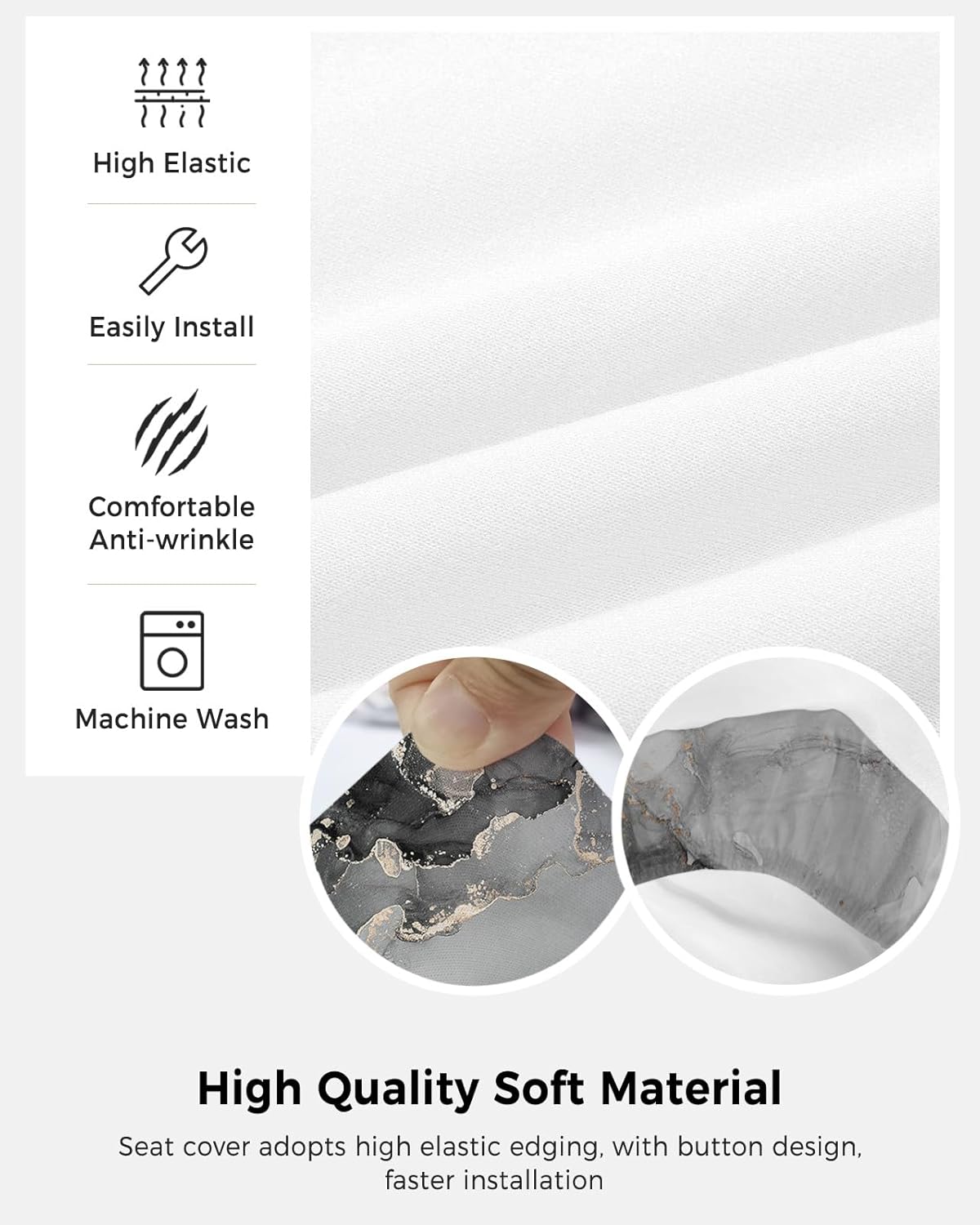 TweetyBed Funda para silla de oficina, diseño de mármol negro y gris, elástico, universal, para silla de computadora, abstracto, lujoso, geométrico,