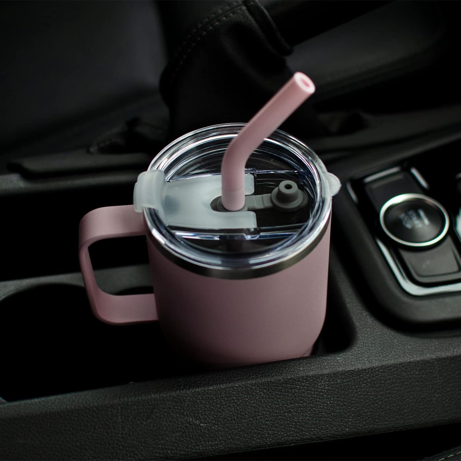 Sursip Taza aislada de 30 onzas con tapa y popote, vaso de acero inoxidable al vacío, mantiene el frío y el calor, sin BPA, a prueba de fugas, apto