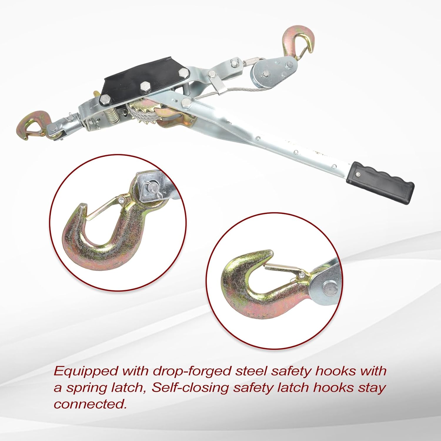 Cable de acero resistente de 4 toneladas de 2 ganchos, extractor de potencia de doble engranaje que viene con una herramienta de trinquete de