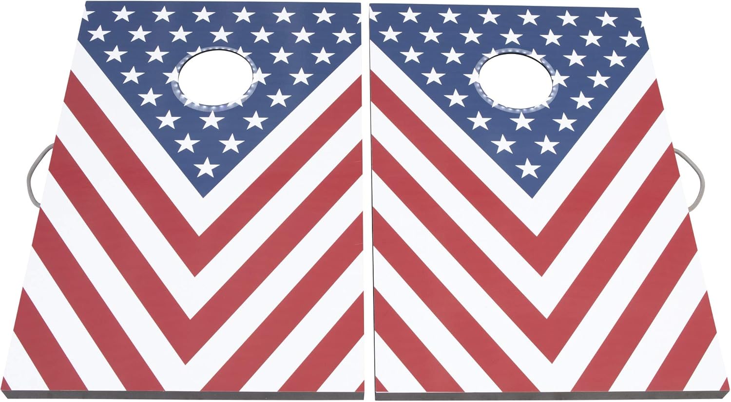 Juegos prémium de 2 x 3 para jugar al cornhole, opciones LED disponibles, 8 bolsas de granos para lanzar y también incluye los tableros de cornhole