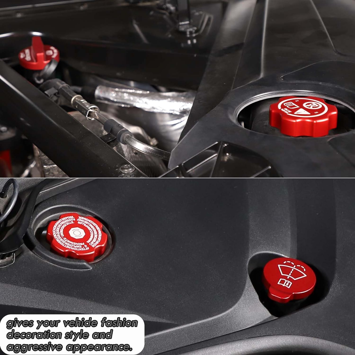 Tapa de aceite de motor de aleación de aluminio, tapa de radiador, tapa de arandela, tapa de líquido de freno, compatible con Chevrolet Corvette C8