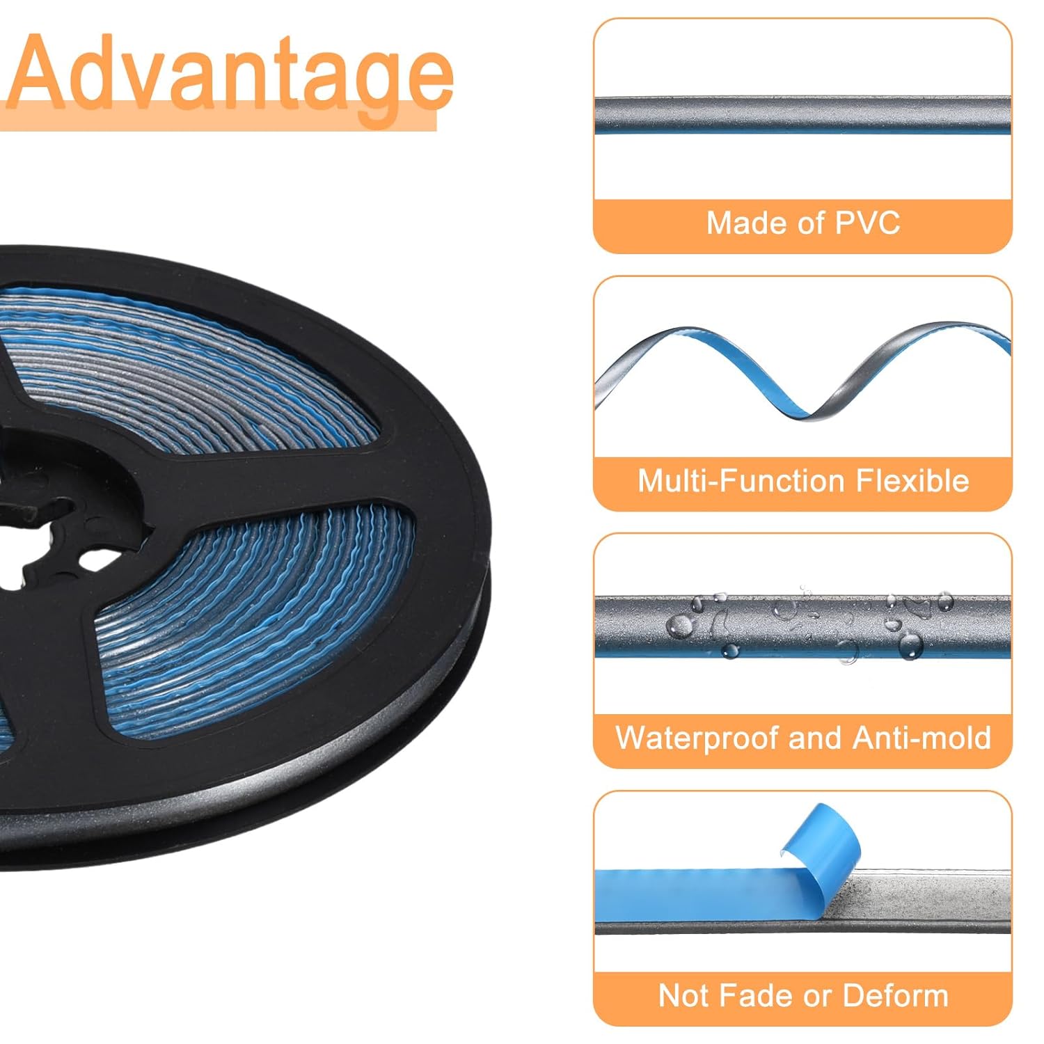 uxcell 2 piezas de moldura flexible autoadhesiva, moldura de techo de 20 pies para despegar y pegar, cinta decorativa de sellado de tira de