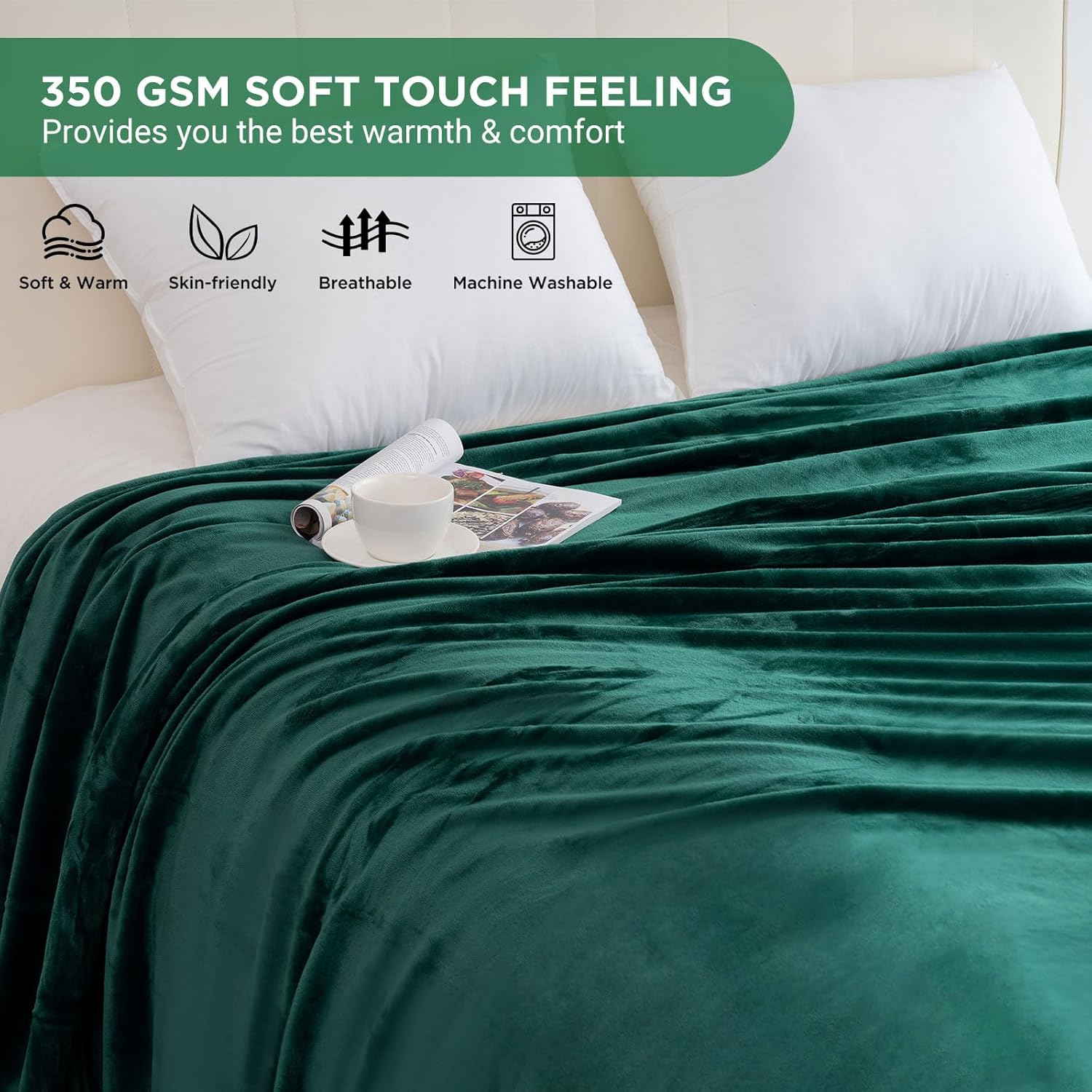HOMFINE Manta de forro polar extragrande King de 120 x 120 pulgadas, ultra suave, acogedora, cálida, gigante de 10 x 10 pies para cama, sofá,