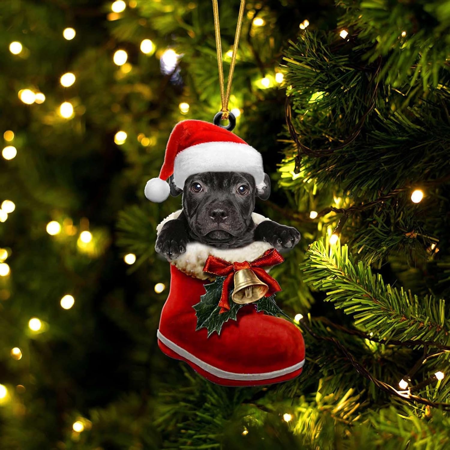 Adorno de Navidad 2023, 1 unidad, bota de Papá Noel, adorno acrílico para perro, calcetín para perros, decoración de animales, guirnalda de bastón