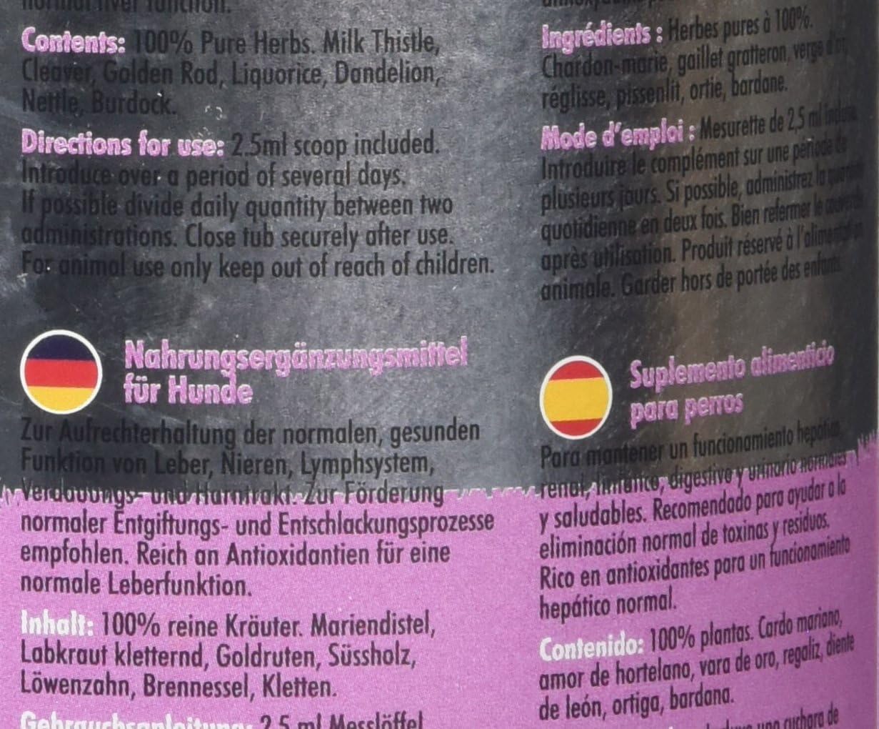 Hilton Herbs Canine Detox Support Suplemento de función hepática herbaria para perros, bañera de 4.4 onzas